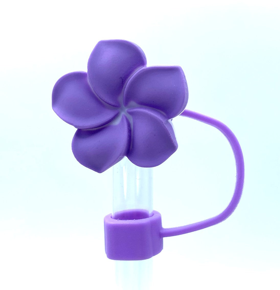 Purple Plumeria Flower 3D Straw Topper
