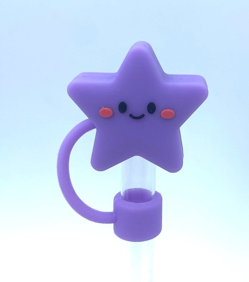 Star Purple 3D Straw Topper