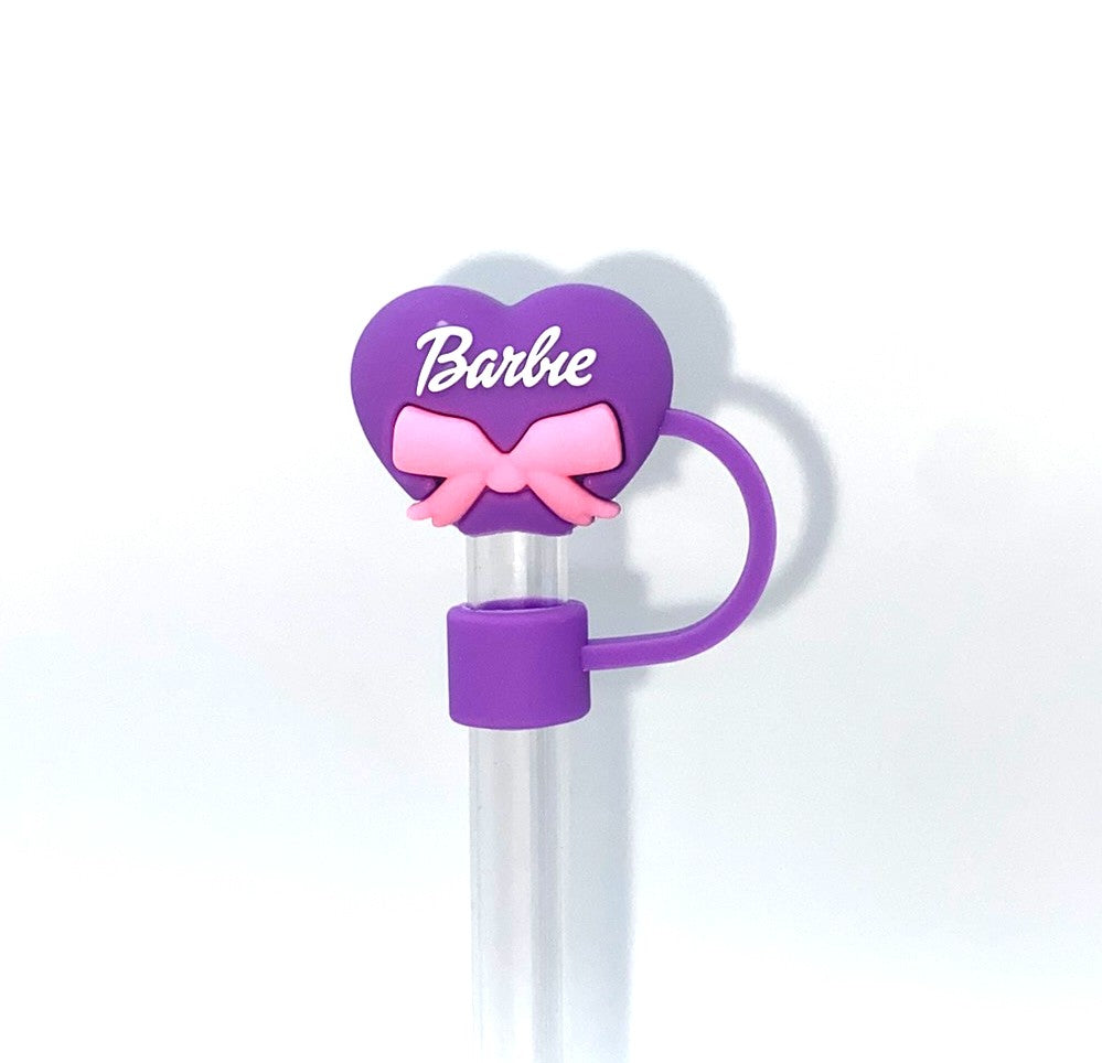 Purple Heart w/Bow 3D Malibu Girl Plastic Doll Stanley Tumbler Cup Straw Topper