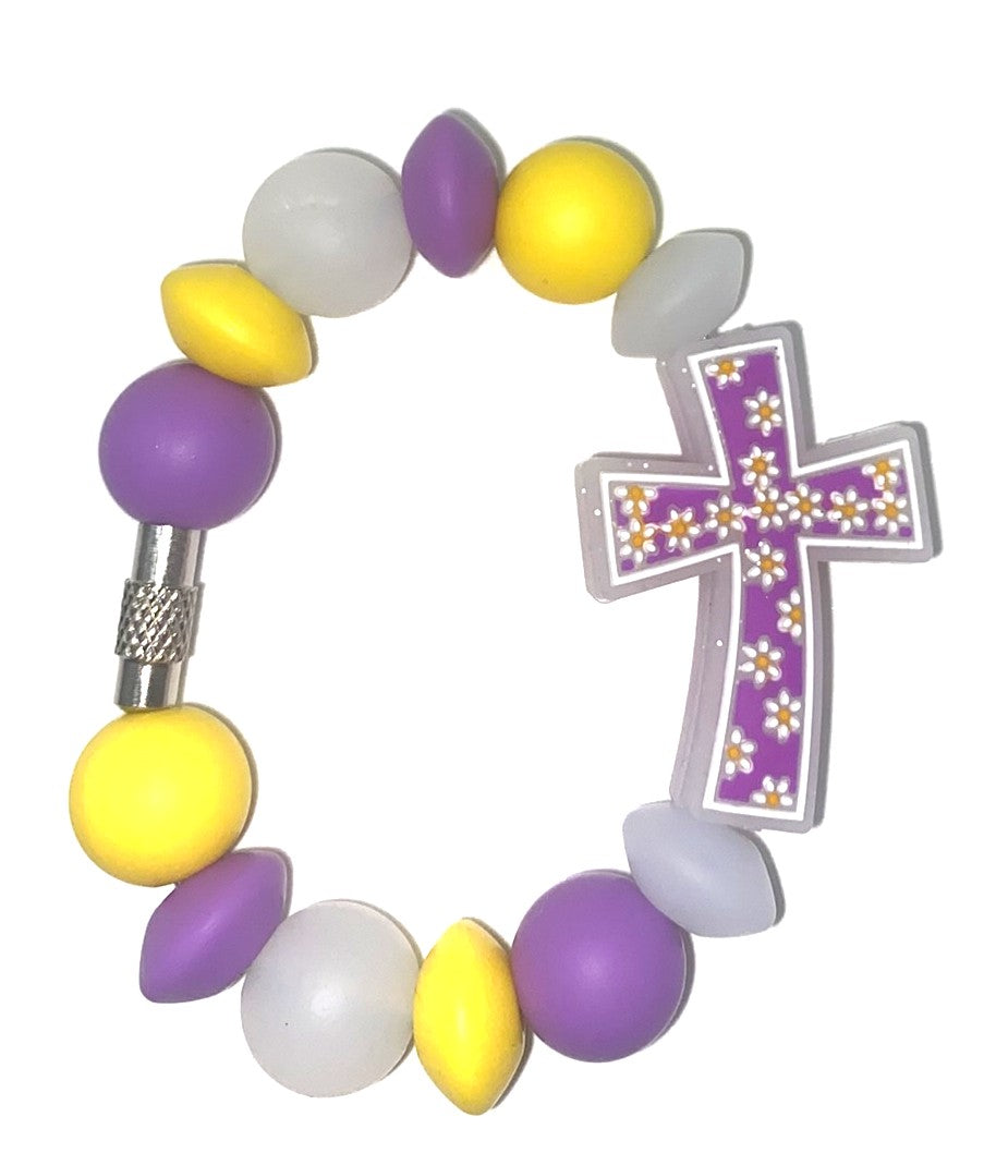 Purple Daisy Glitter Cross Stanley Tumbler Cup Handle Charm