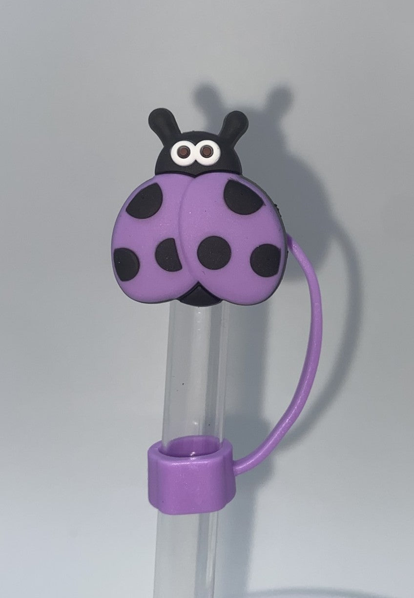Ladybug Purple Straw Topper