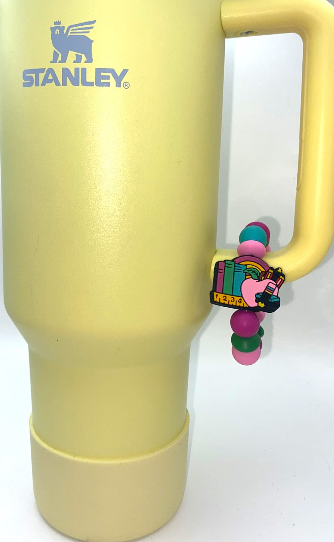 Rainbow School Supplies Books Ruler Apple Pencil Stanley Tumbler Cup Handle Charm