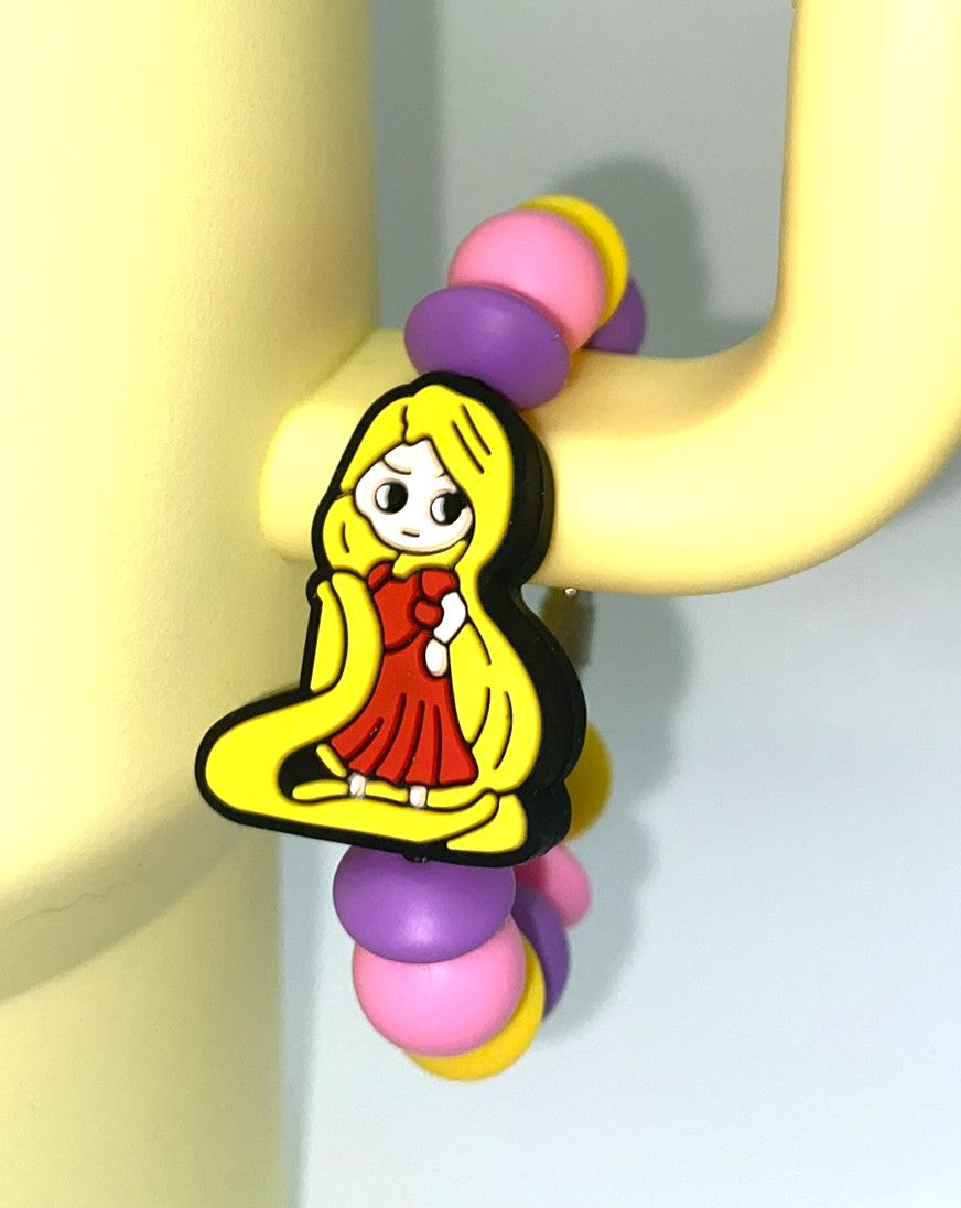 Long Haired Princess Cartoon Girl Stanley Tumbler Cup Handle Charm