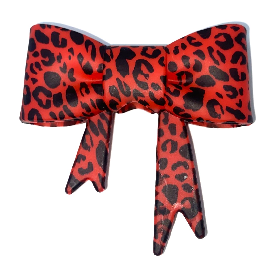 Red Leopard Print Bow Straw Topper