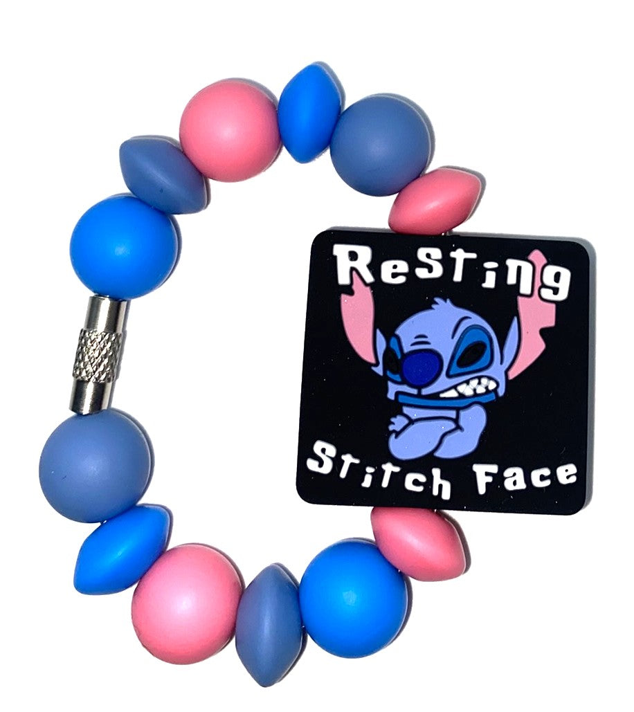 Resting Stitch Face Blue Alien Stanley Tumbler Cup Handle Charm