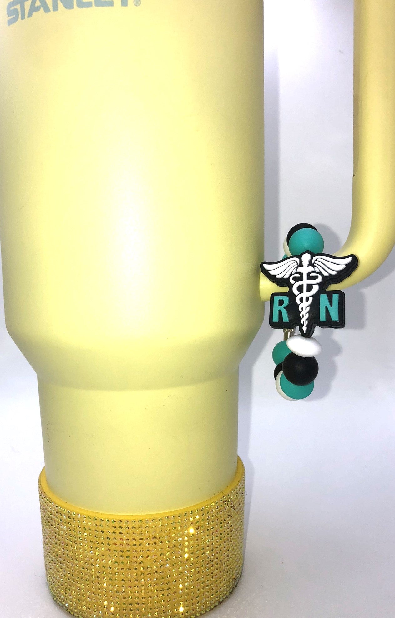 RN Turquoise Teal Caduceus Nurse Stanley Tumbler Cup Handle Charm