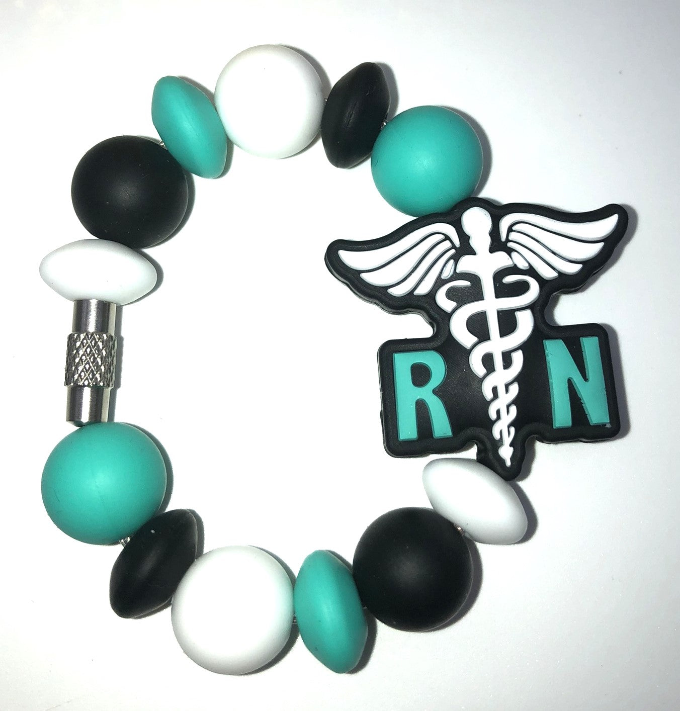RN Turquoise Teal Caduceus Nurse Stanley Tumbler Cup Handle Charm
