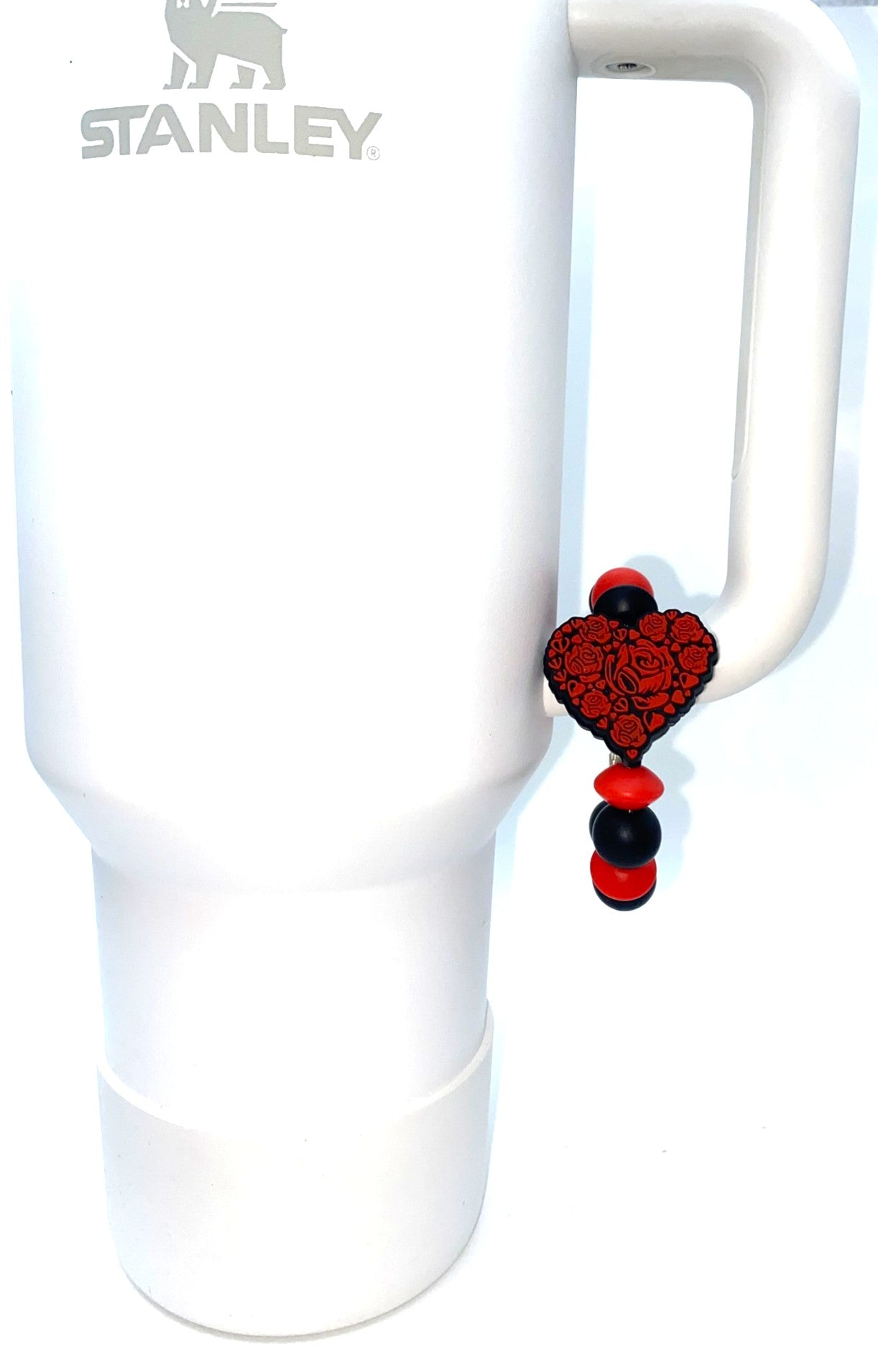 Red Roses Heart Stanley Tumbler Cup Handle Charm