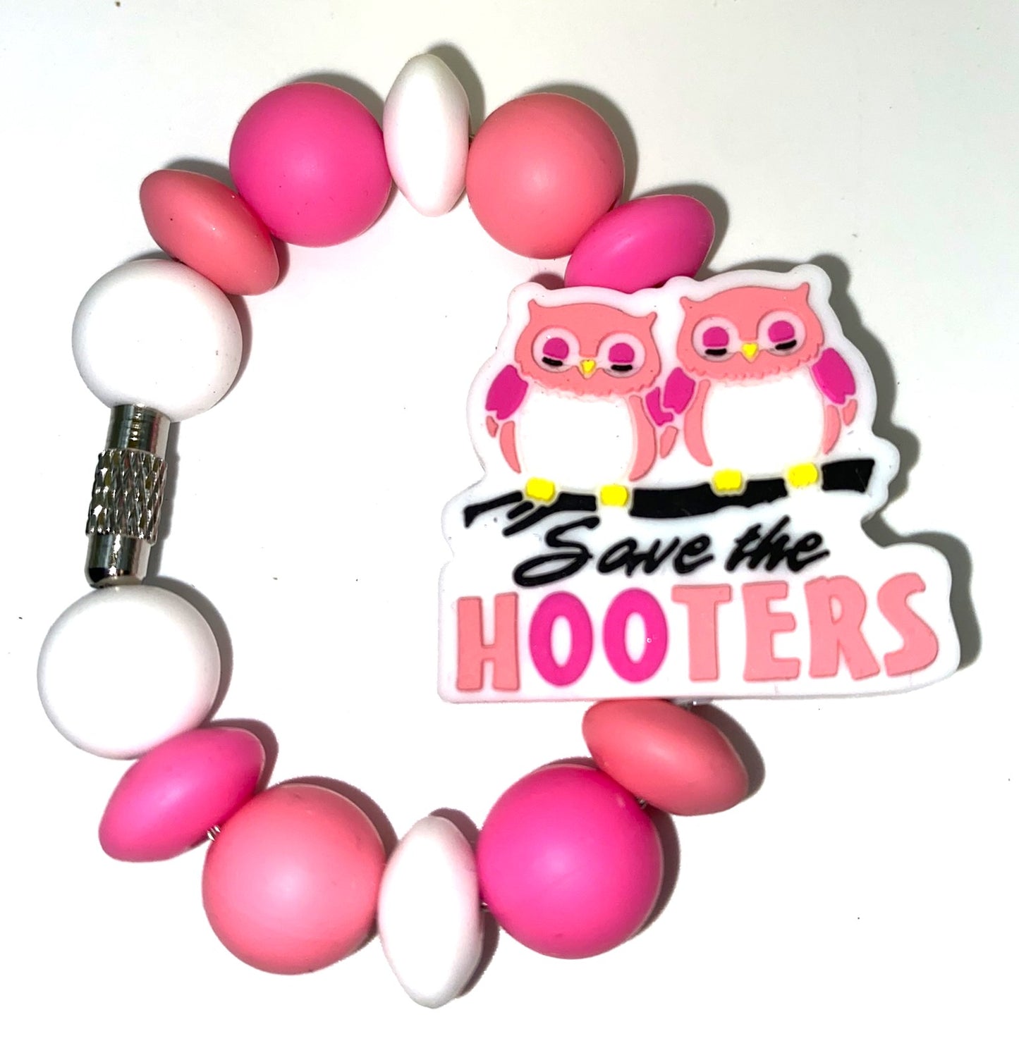 Save The Hooters Owl Pink Ribbon Breast Cancer Awareness Stanley Tumbler Cup Handle Charm