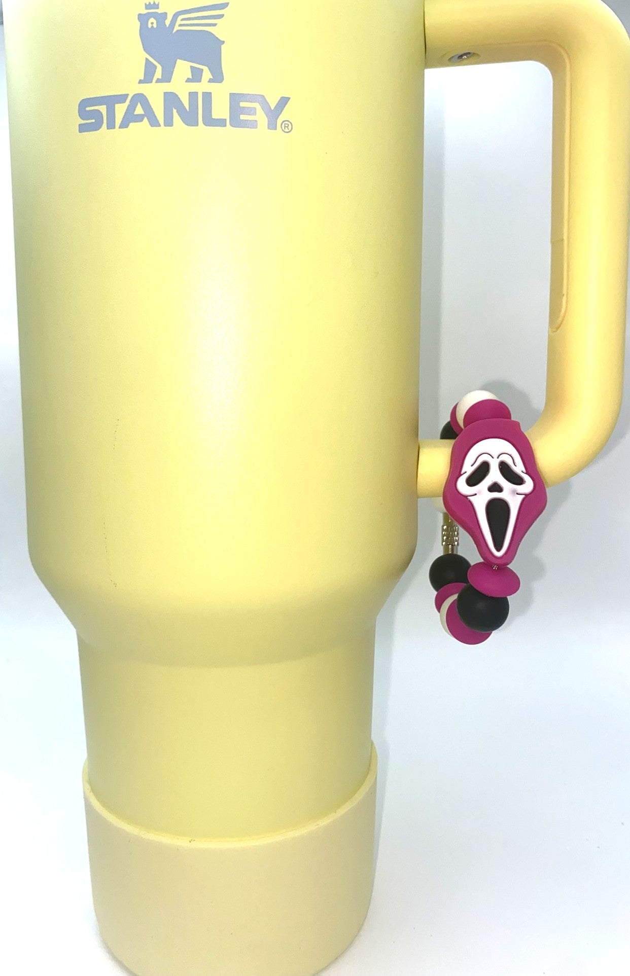 Ghost Face Scream Mask Pink Horror Villain Stanley Tumbler Cup Handle Charm