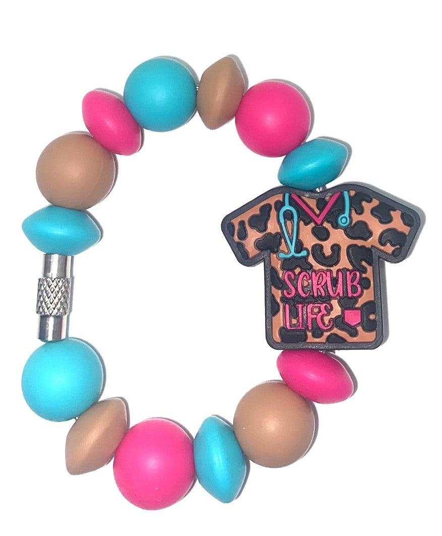 Scrub Life Leopard Print Scrubs Stanley Tumbler Cup Handle Charm