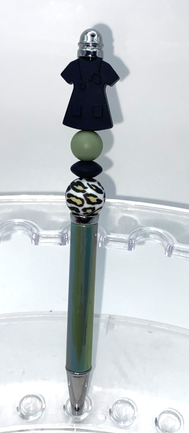 Black Scrubs Beaded Pen