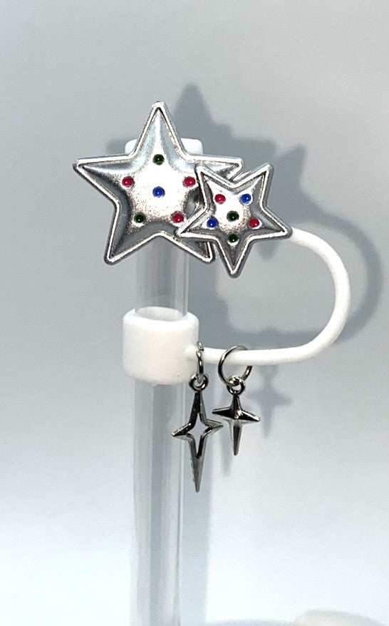 Silver Star w/Dangles Straw Topper