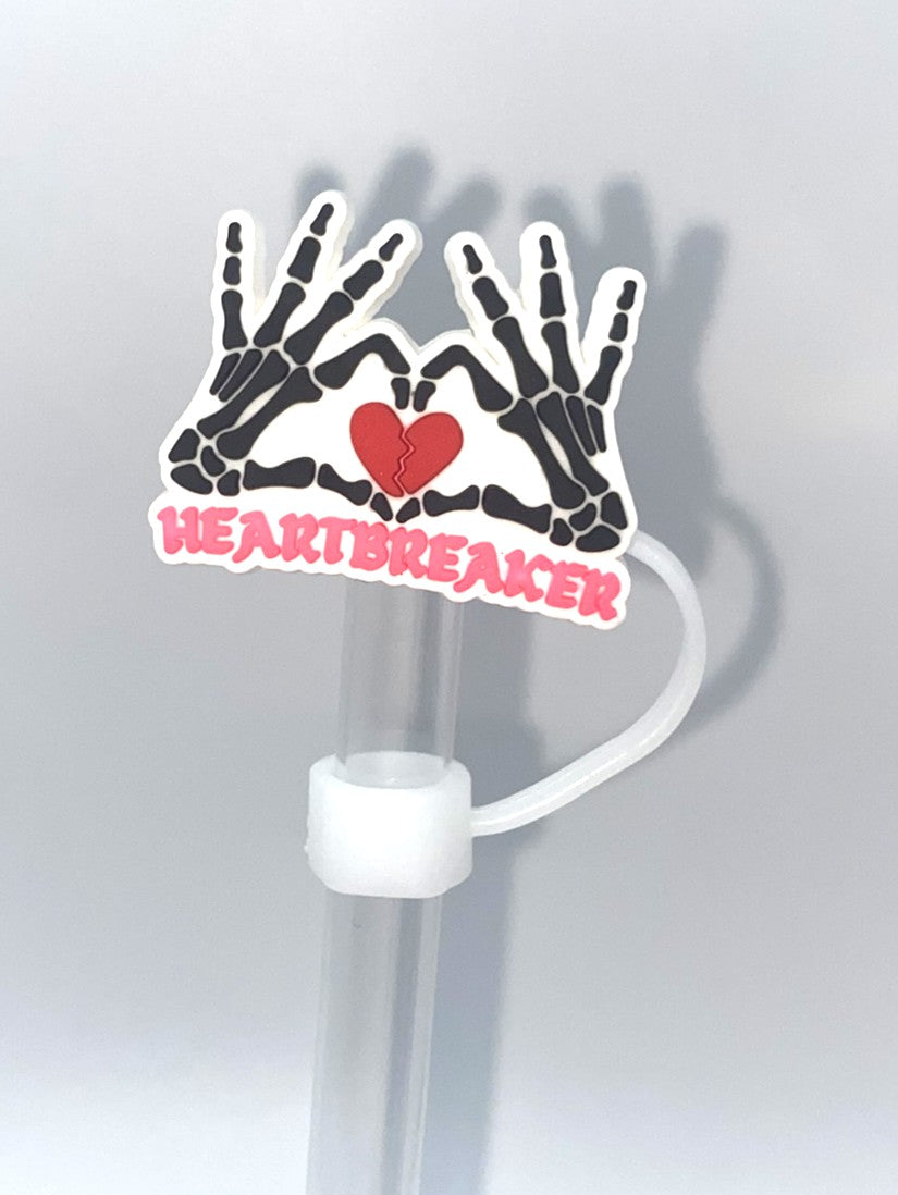 Heart Breaker Skeleton Heart Hands Straw Topper