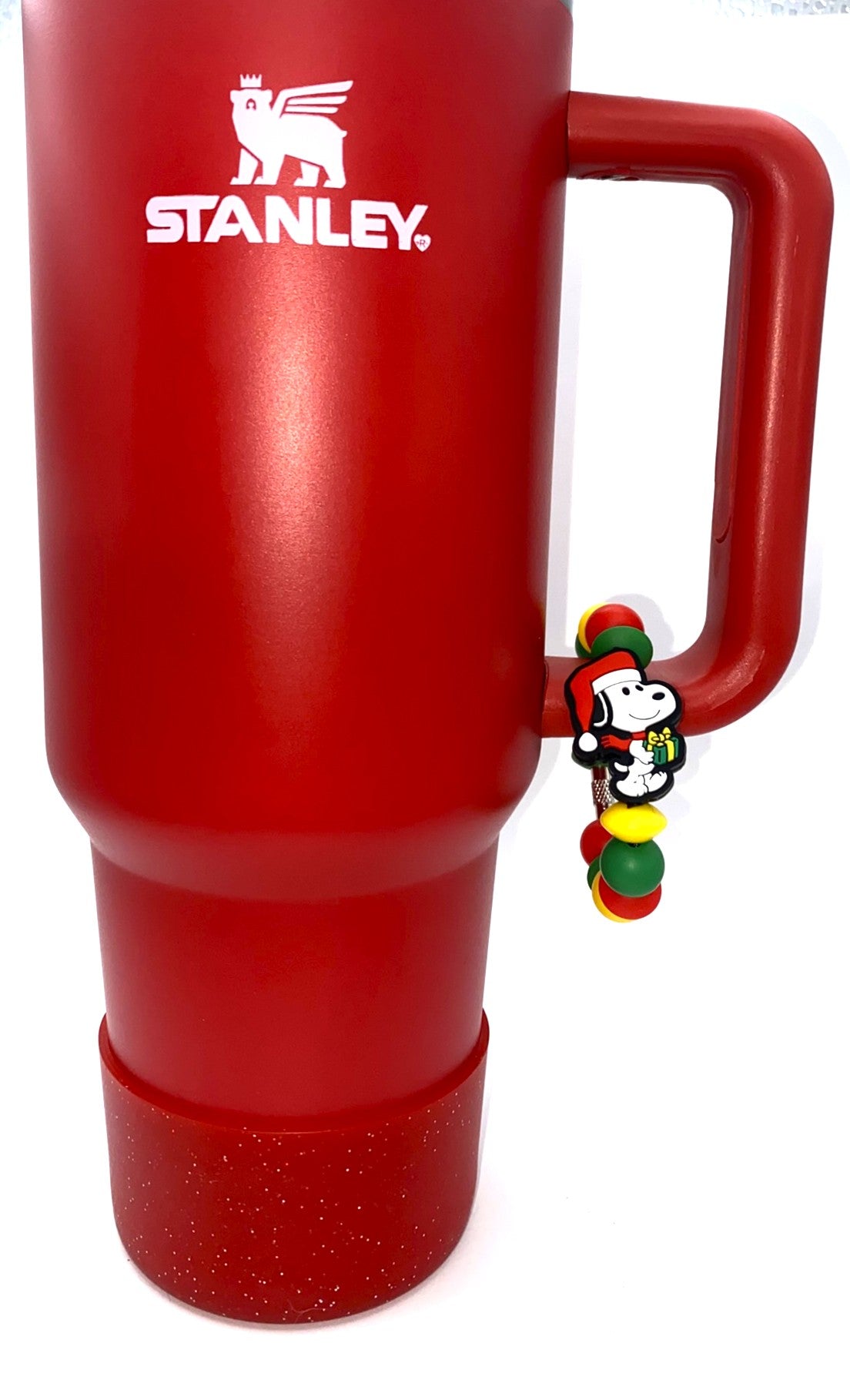 Santa Beagle Cartoon Dog w/Christmas Present Stanley Tumbler Cup Handle Charm