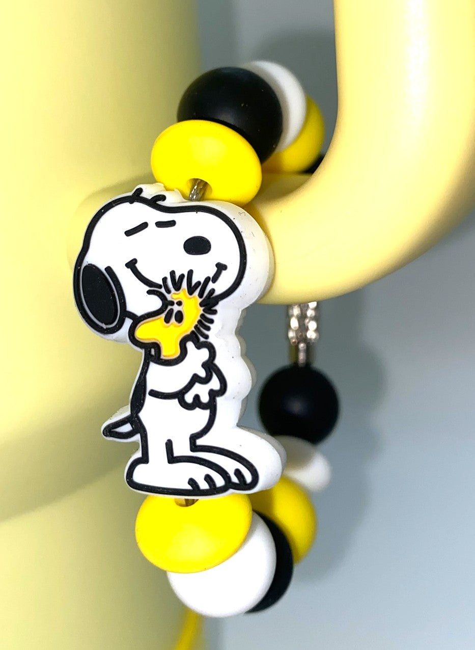 Beagle Cartoon Dog & Yellow Bird Friend Stanley Tumbler Cup Handle Charm
