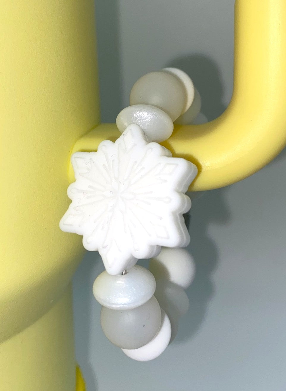 White Snowflake Winter Stanley Tumbler Cup Handle Charm