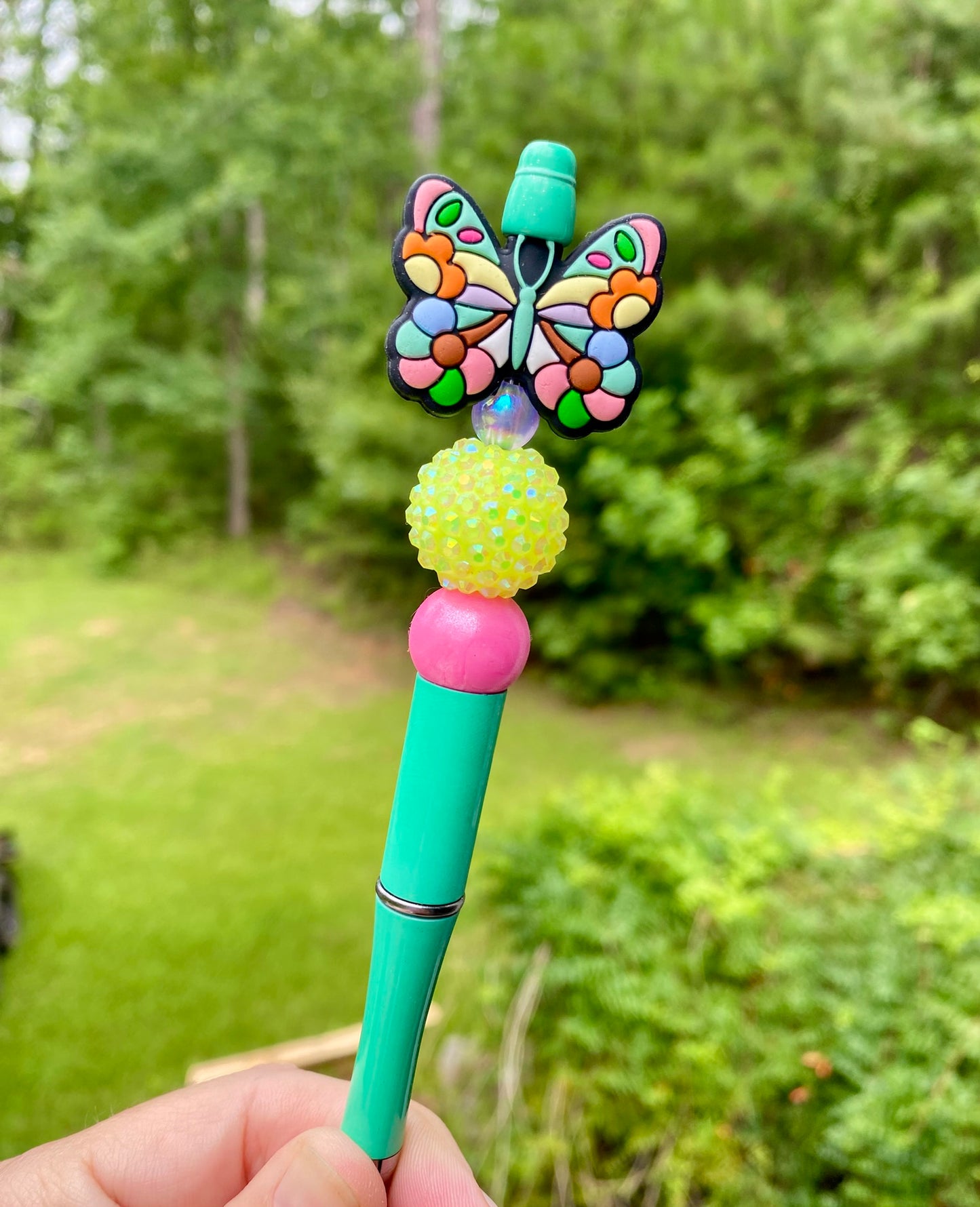 Stained Glass Butterfly Beaded Pen