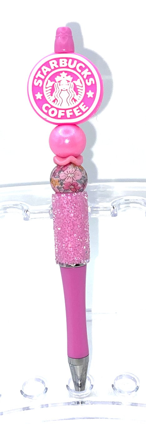 Starbies Pink Coffee Queen Coffee Beaded Pen