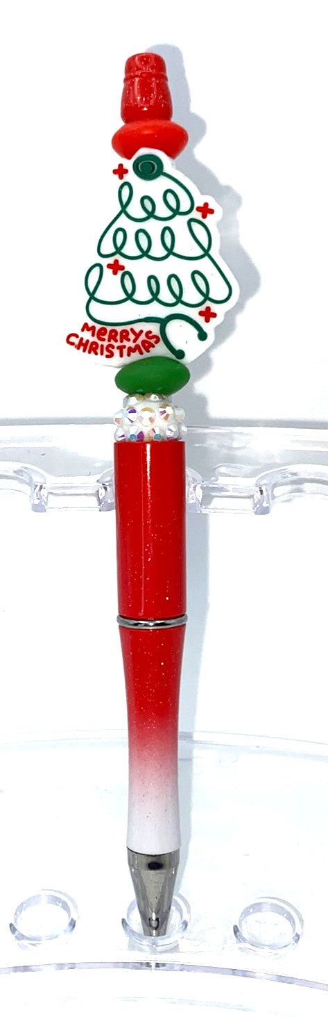 Merry Christmas Stethoscope Christmas Tree Beaded Pen