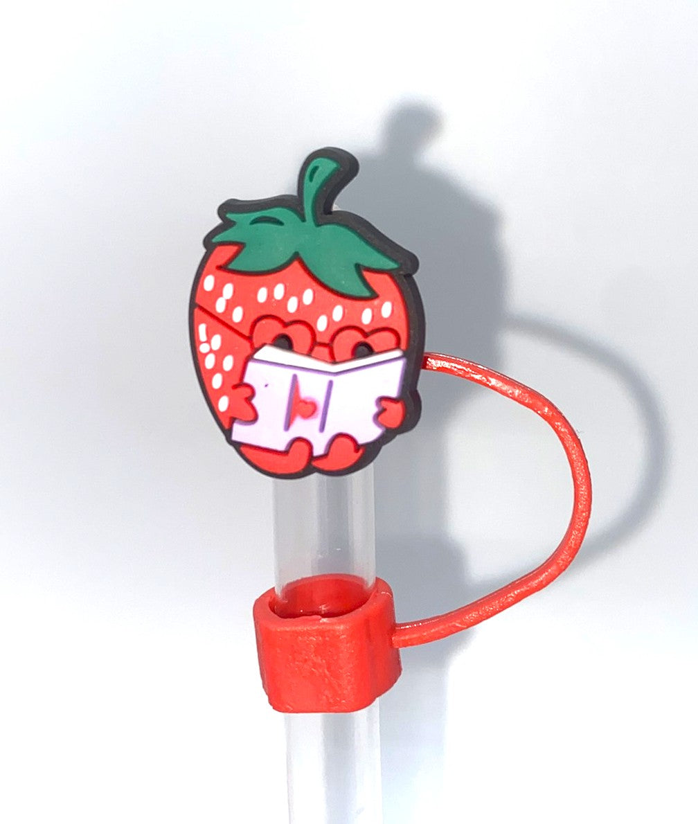 Strawberry Reading Bookish Straw Topper