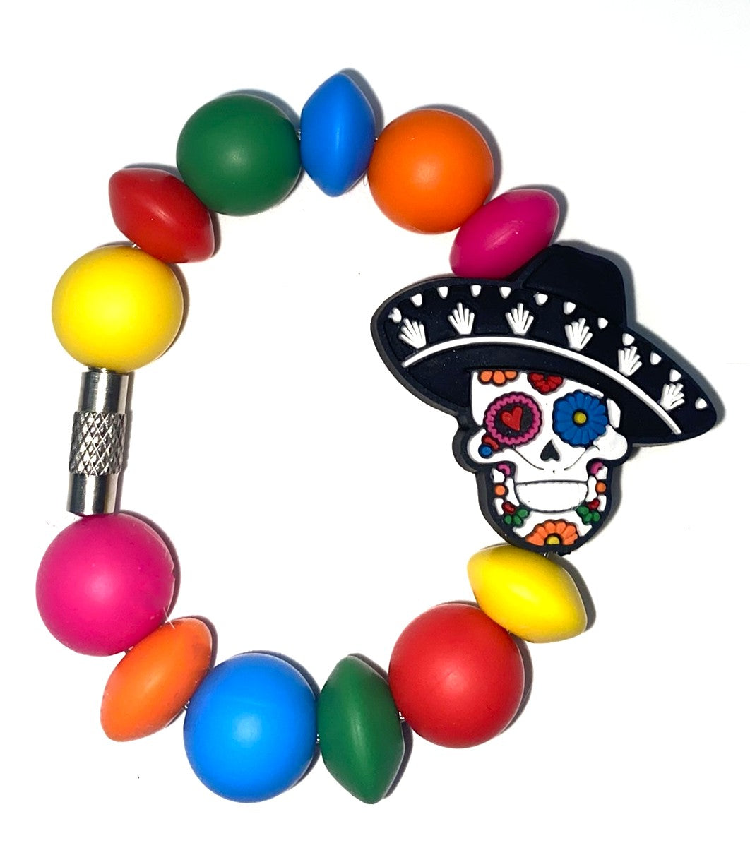 Sugar Skull Wearing Sombrero Stanley Tumbler Cup Handle Charm
