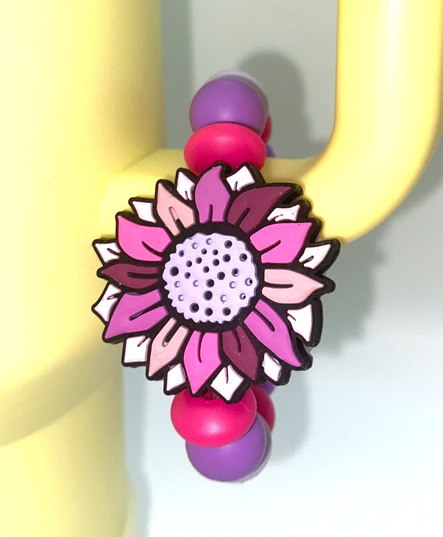 Pink & Purple Western Sunflower Stanley Tumbler Cup Handle Charm