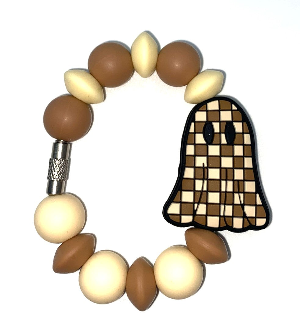 Tan Checkered Ghost Fall Stanley Tumbler Cup Handle Charm