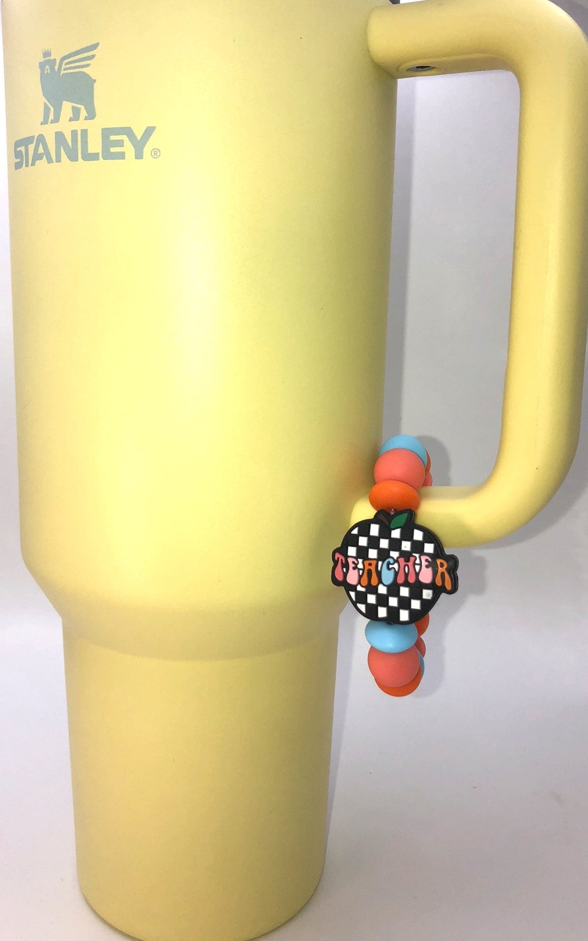 Teacher Checkered Apple Stanley Tumbler Cup Handle Charm