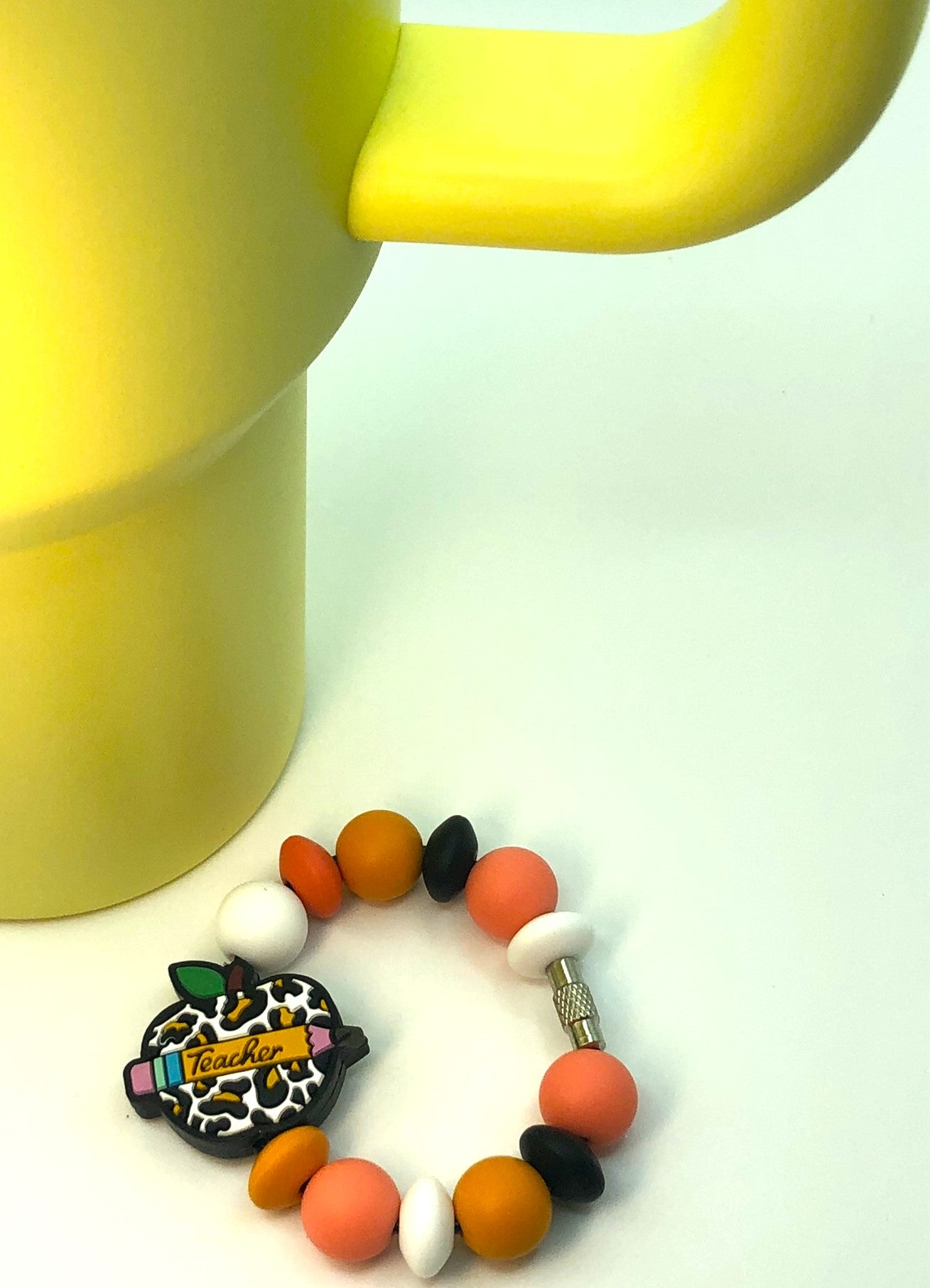 Teacher Leopard Print Apple Stanley Tumbler Cup Handle Charm