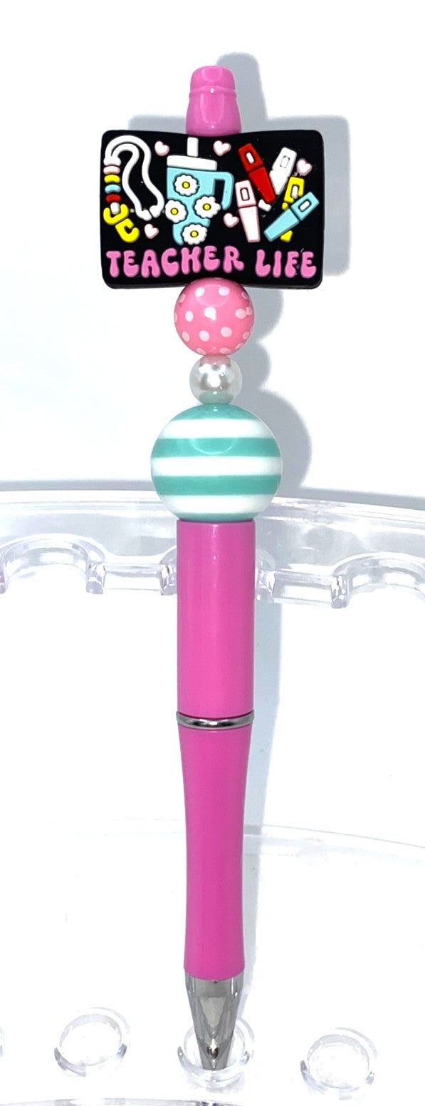 Teacher Life Lanyard Tumbler Markers Beaded Pen