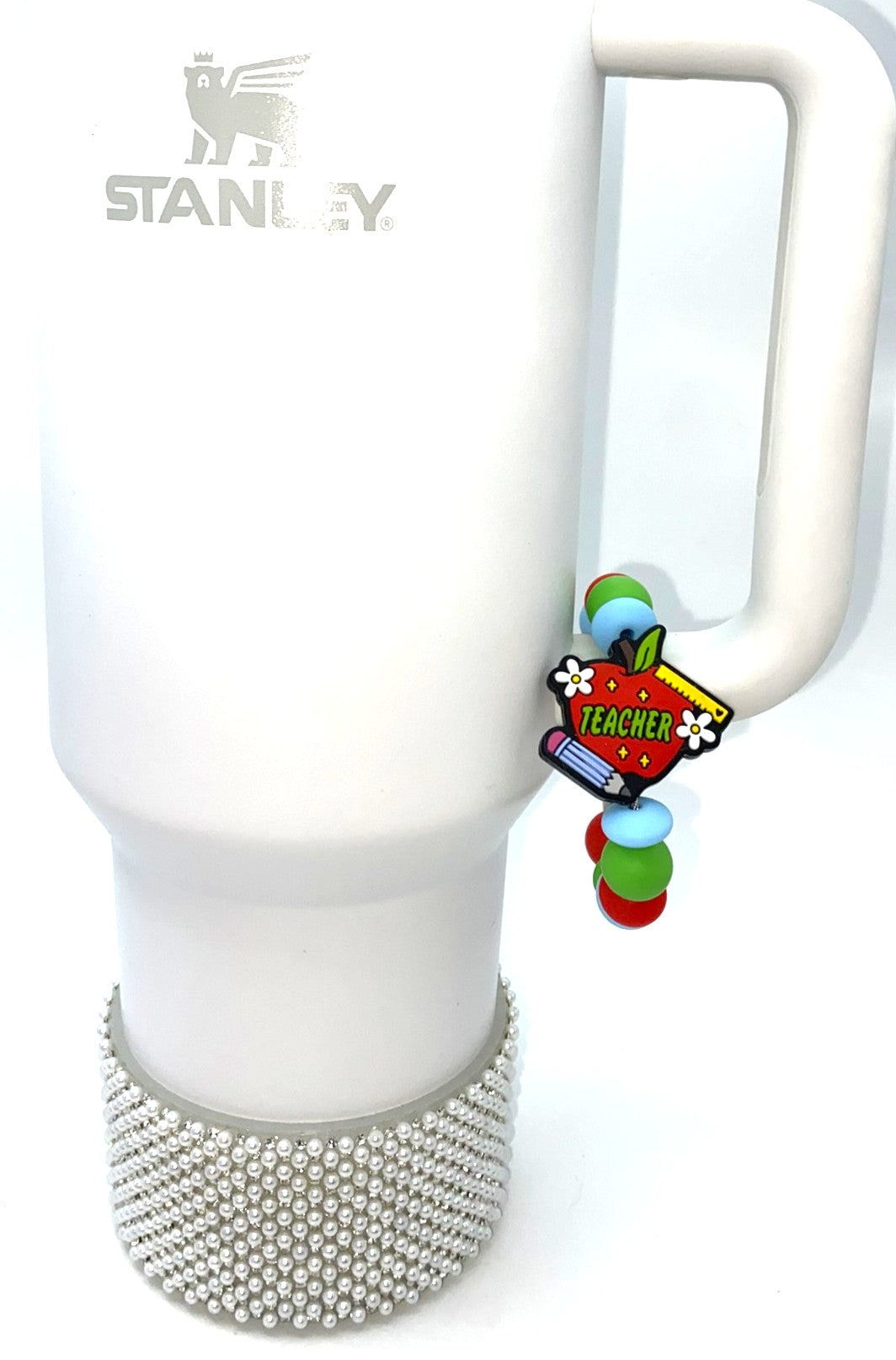 Teacher Apple w/Ruler & Pencil Stanley Tumbler Cup Handle Charm