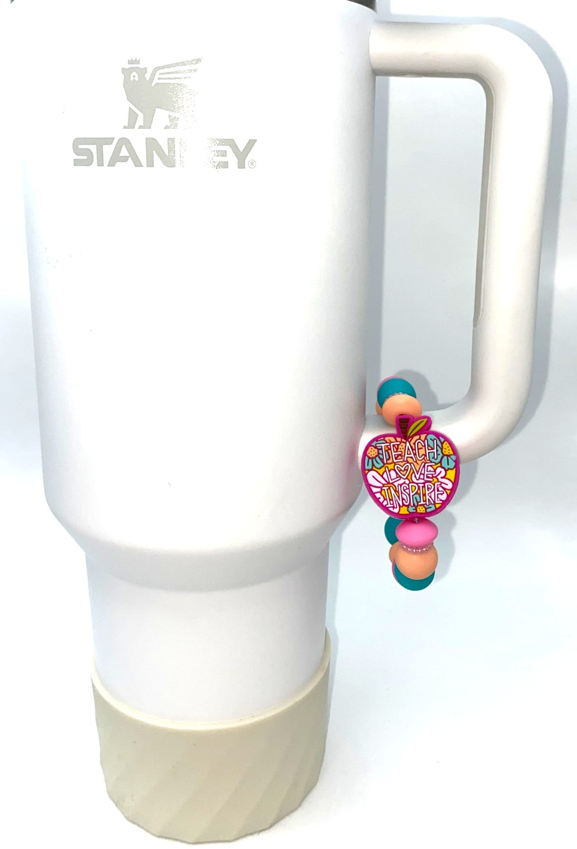 Teach Love Inspire Pink Apple Stanley Tumbler Cup Handle Charm