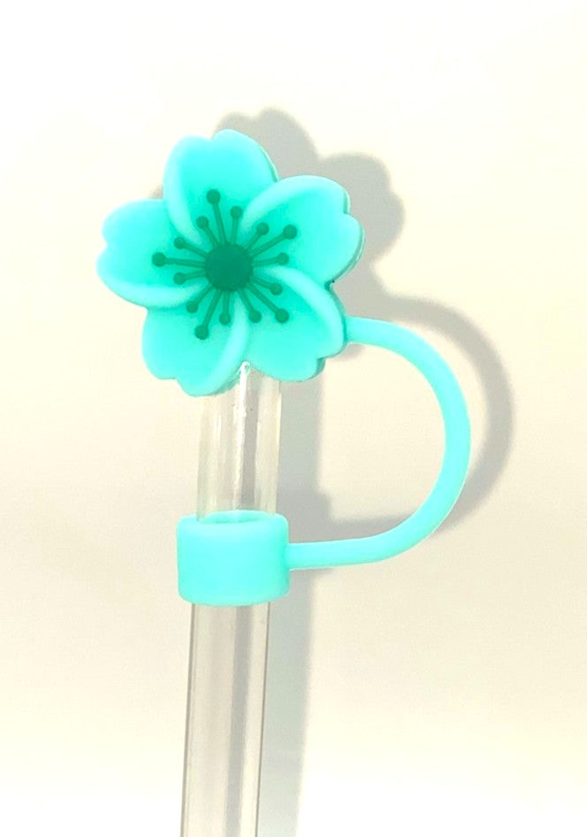 Teal Hibiscus Flower 3D Straw Topper