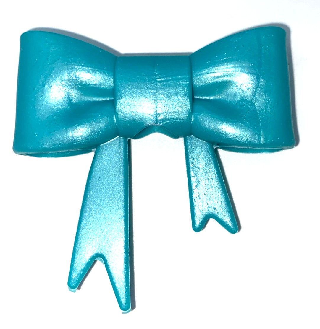 Teal Pearl Bow Straw Topper