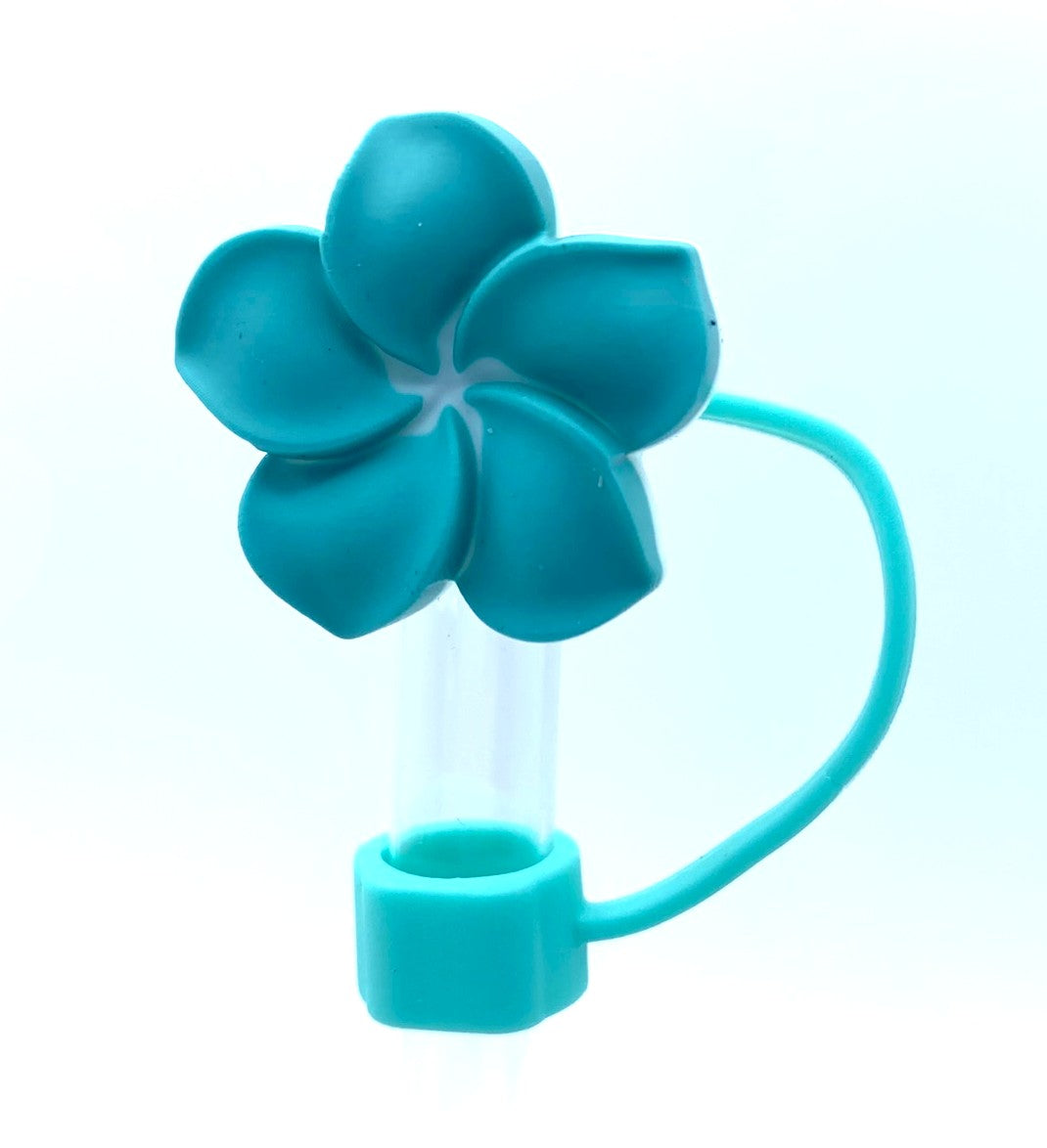 Turquoise Teal Plumeria Flower 3D Straw Topper