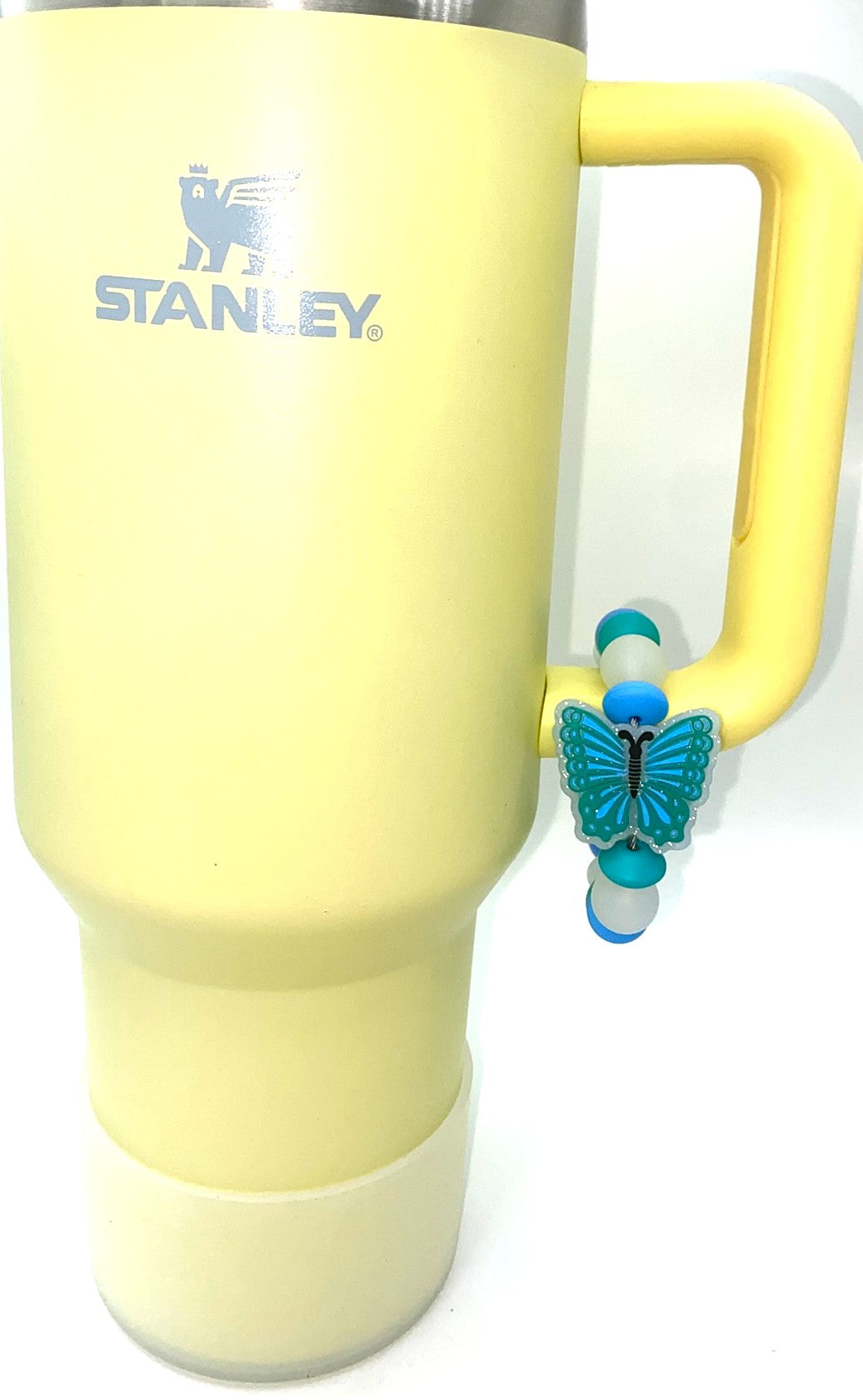 Turquoise Glitter Butterfly Stanley Tumbler Cup Handle Charm