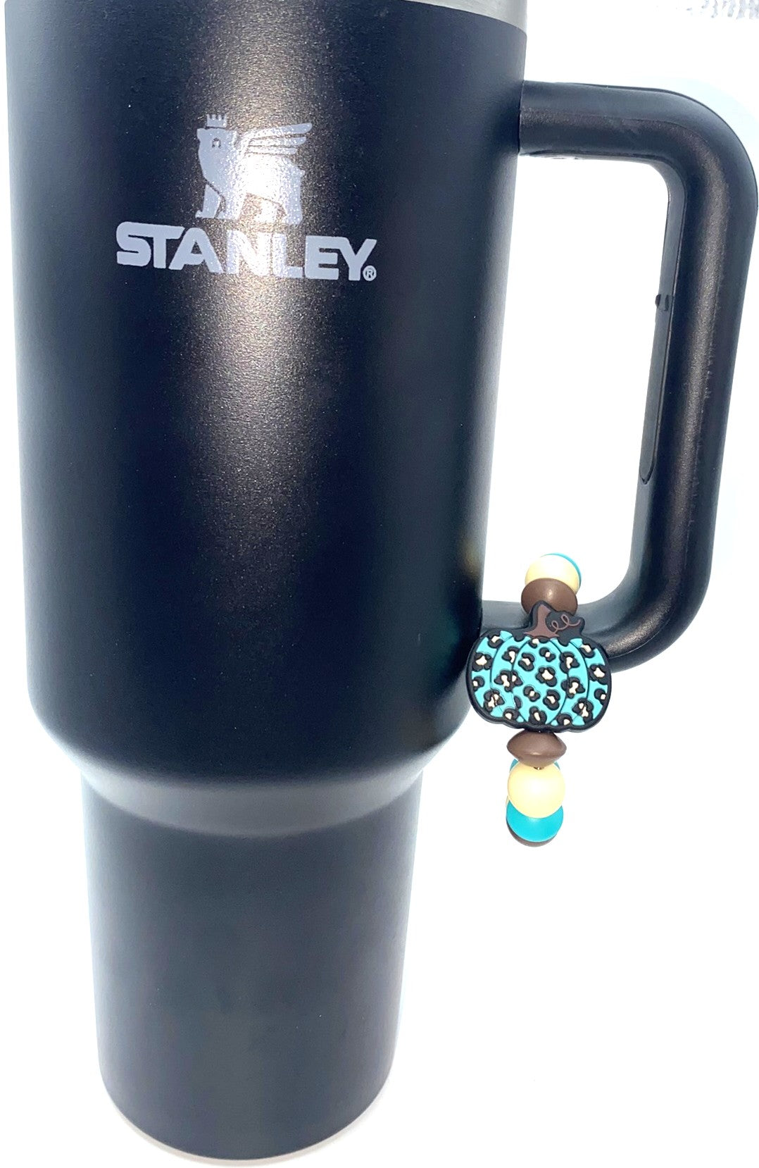 Turquoise Teal Leopard Pumpkin Stanley Tumbler Cup Handle Charm