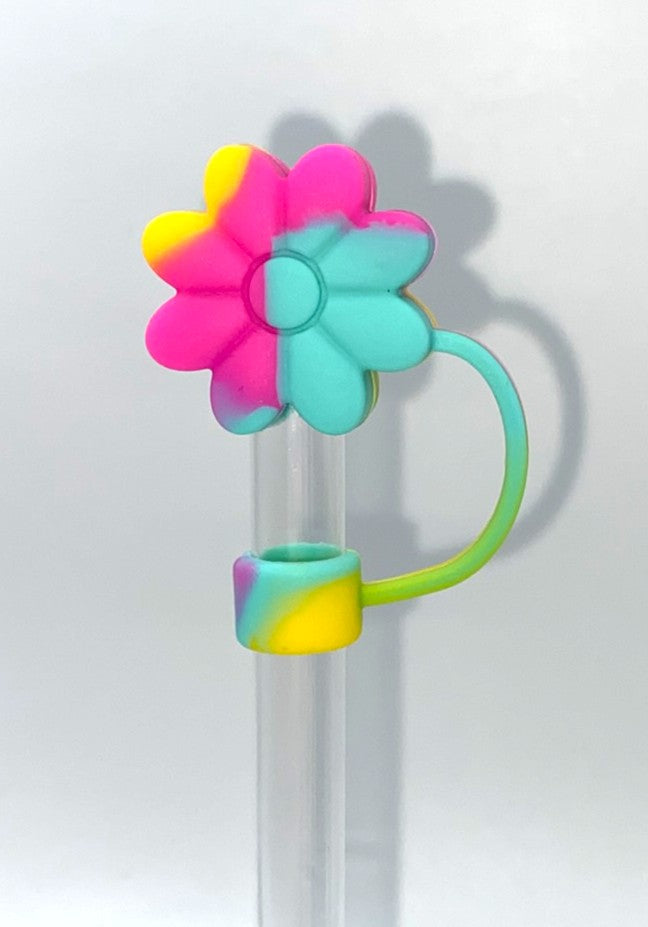 Tie Dye Swirl 1 Daisy Flower 3D Straw Topper