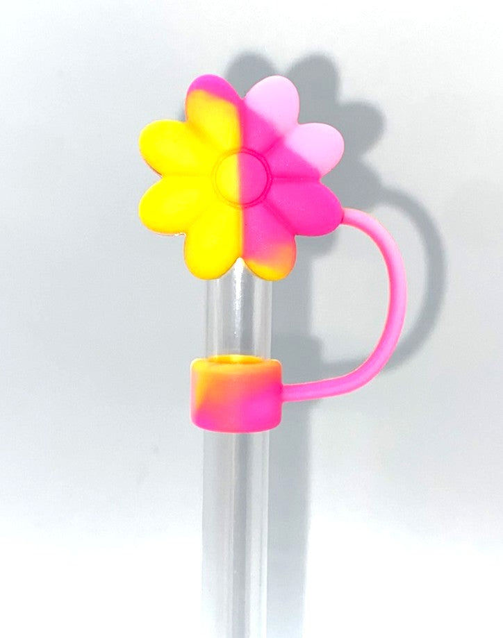 Tie Dye Swirl 4 Daisy Flower 3D Straw Topper