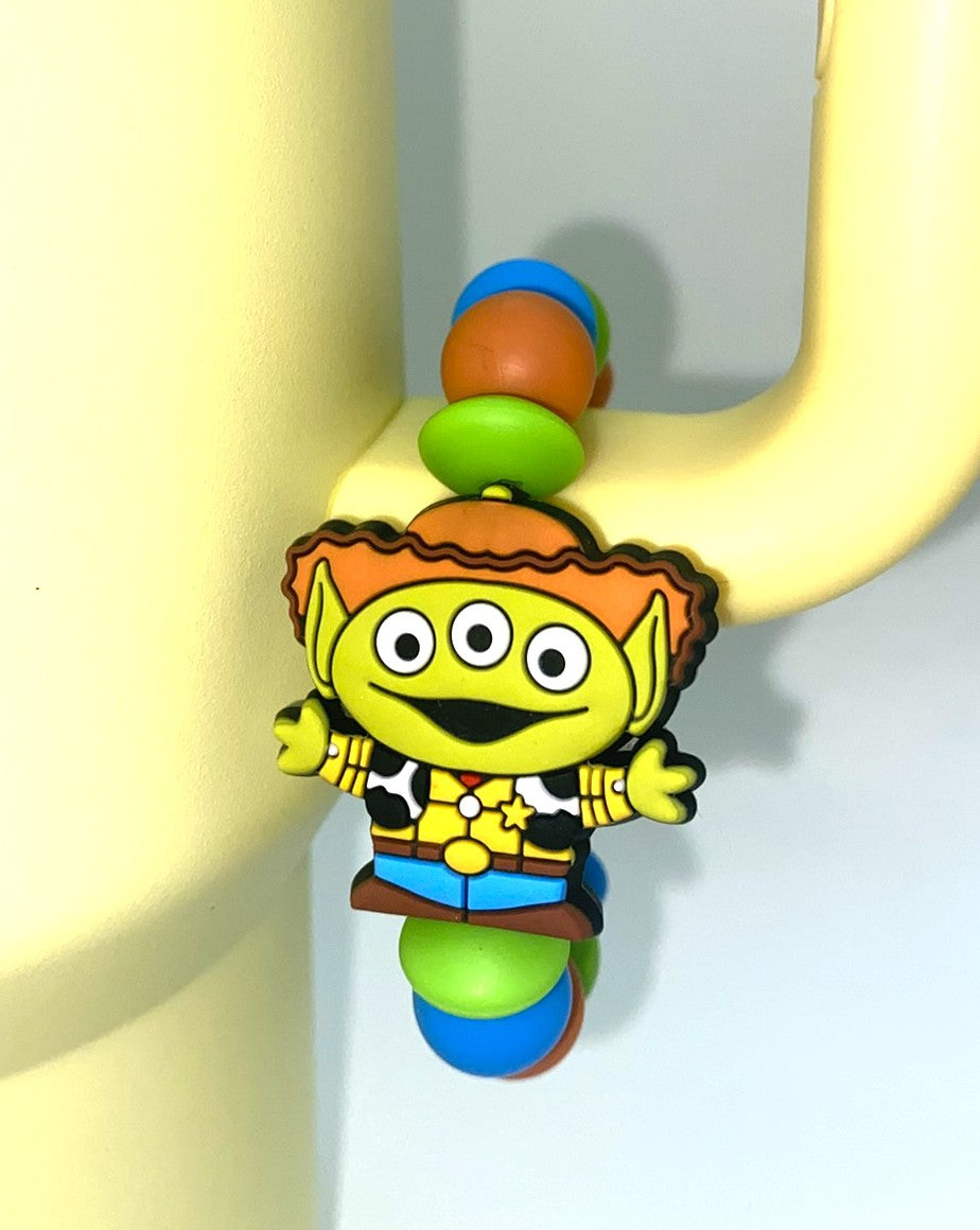 Green Alien Cowboy Toy Movie Stanley Tumbler Cup Handle Charm