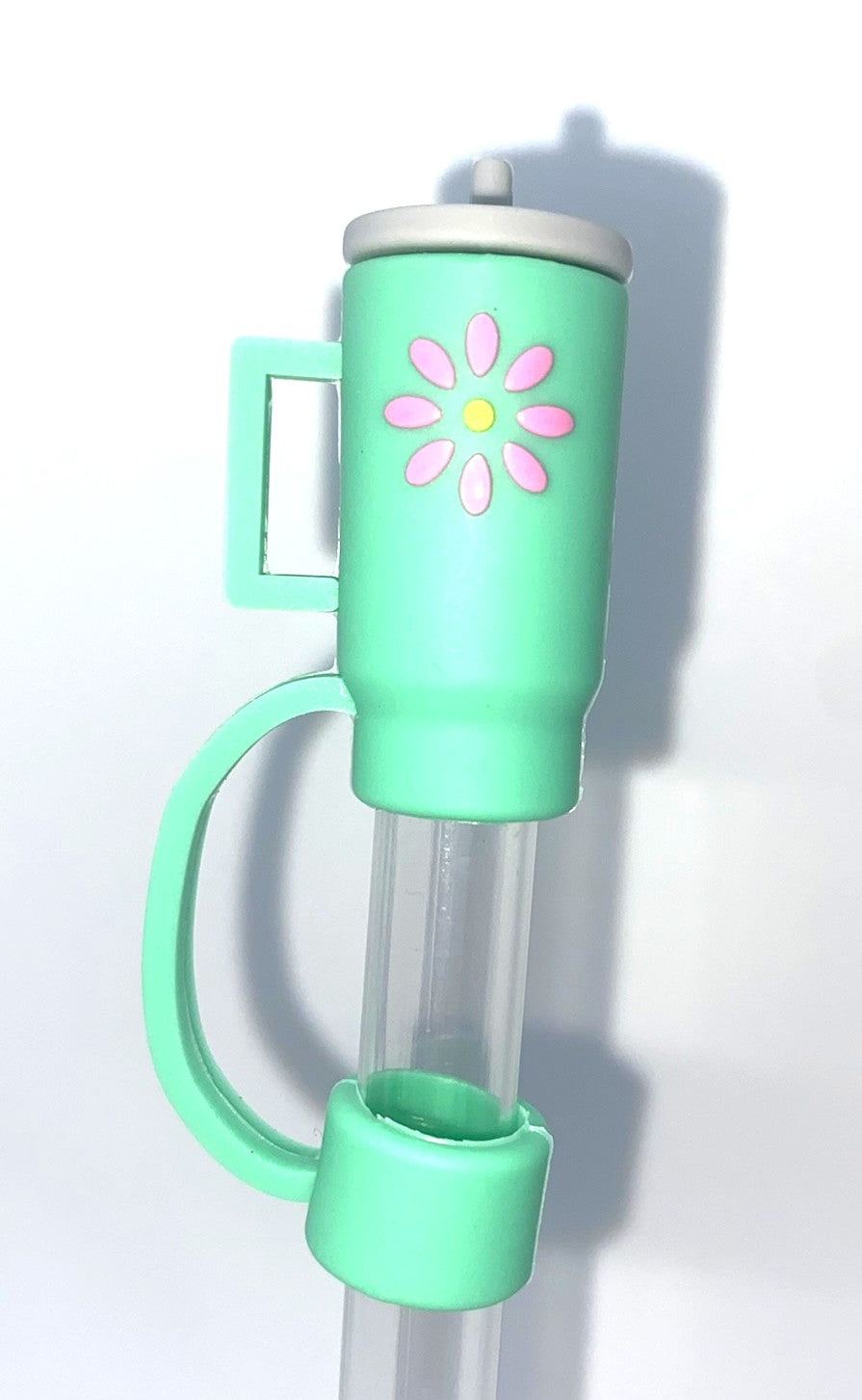 Tumbler 3D Light Green w/Purple Flower Straw Topper