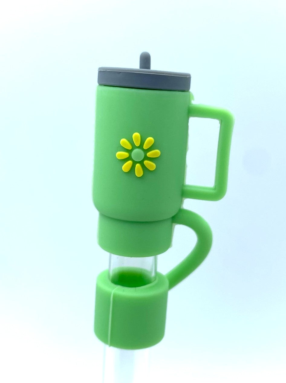 Tumbler 3D Green w/Yellow Flower Straw Topper