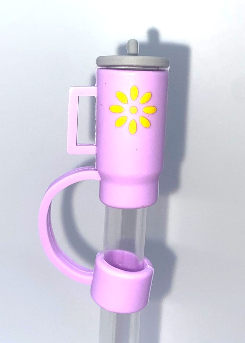 Tumbler 3D Purple w/Yellow Flower Straw Topper