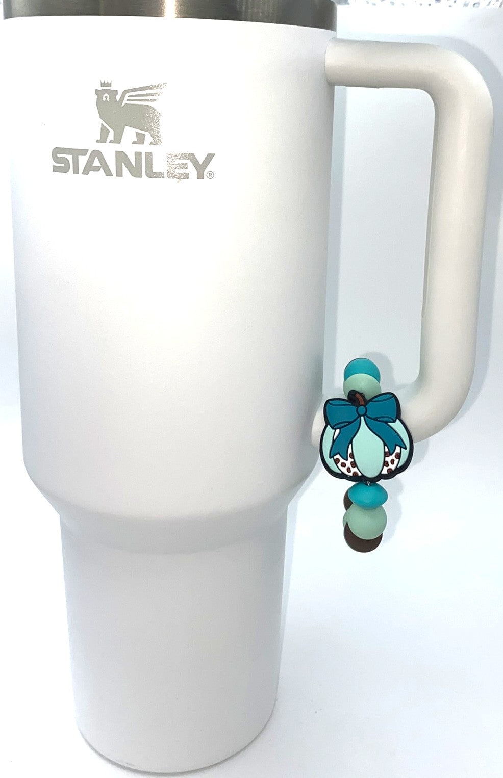 Turquoise Coquette Bow Cow Pumpkin Fall Stanley Tumbler Cup Handle Charm