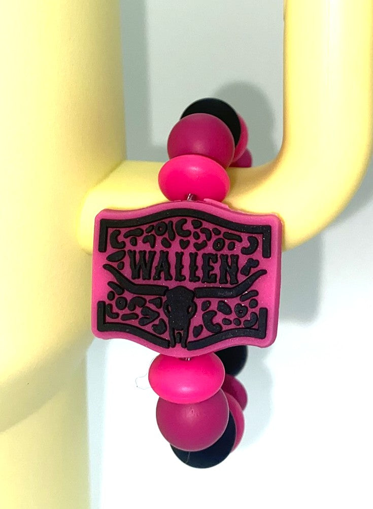 Country Music Star Singer Black On Pink Belt Buckle Stanley Tumbler Cup Handle Charm