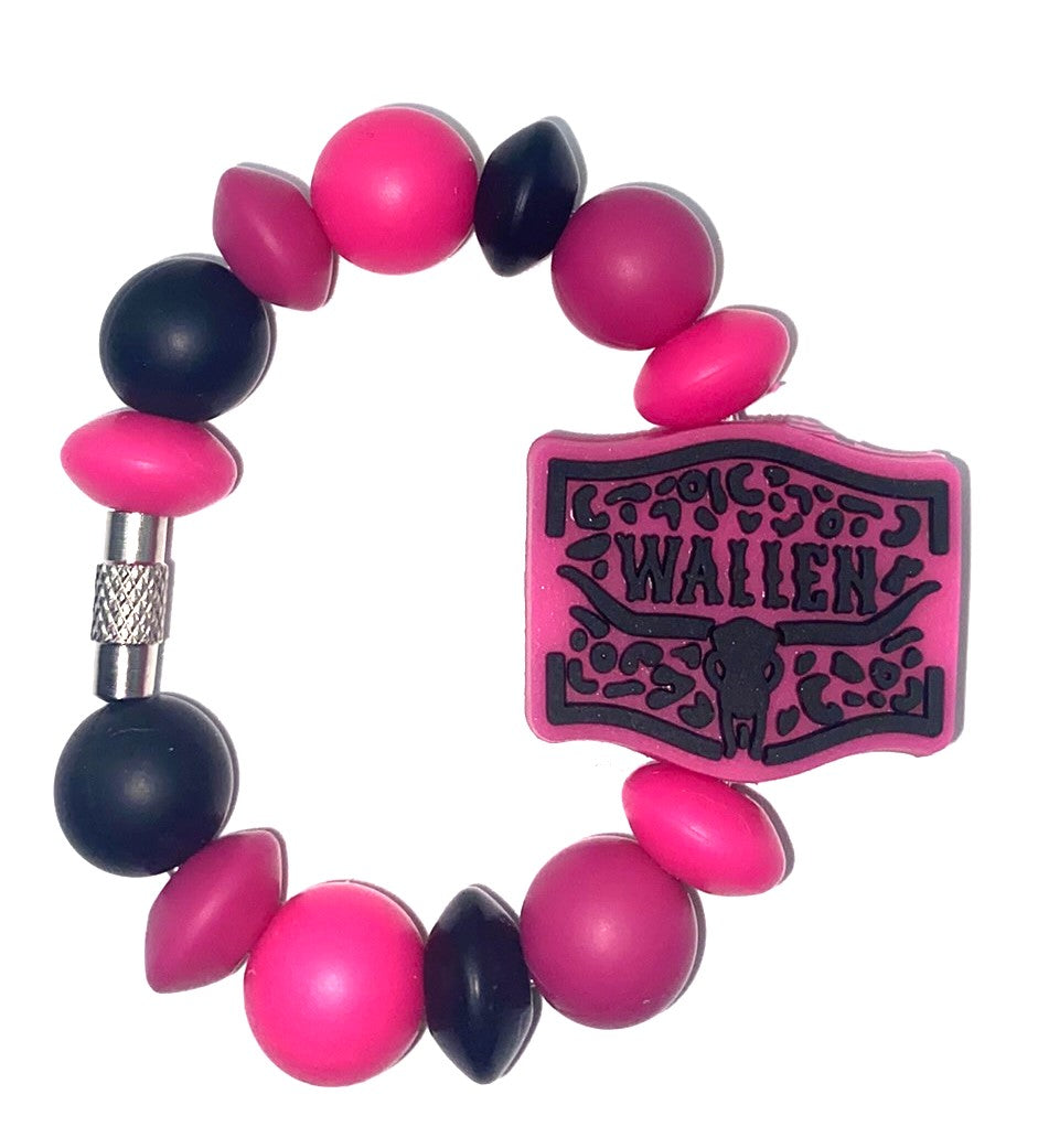 Country Music Star Singer Black On Pink Belt Buckle Stanley Tumbler Cup Handle Charm