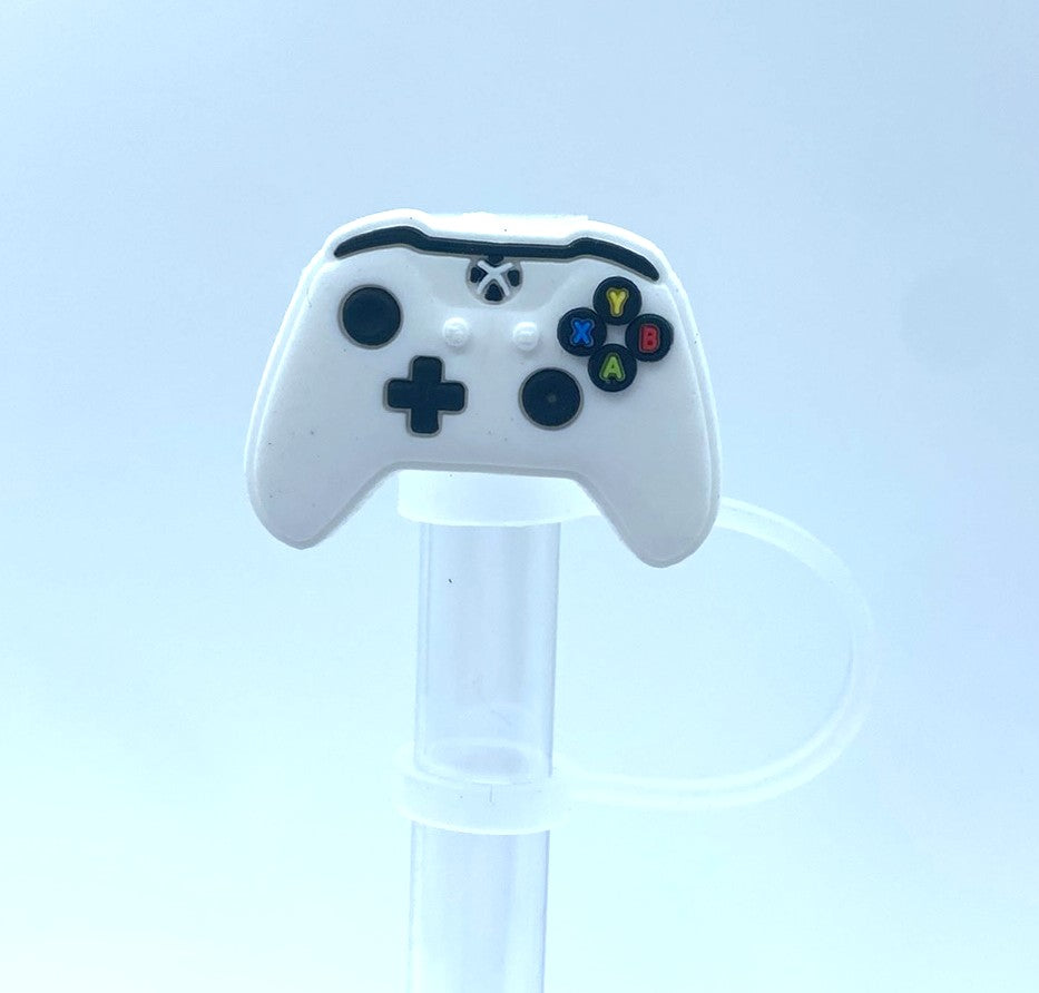 White Video Game Controller Straw Topper