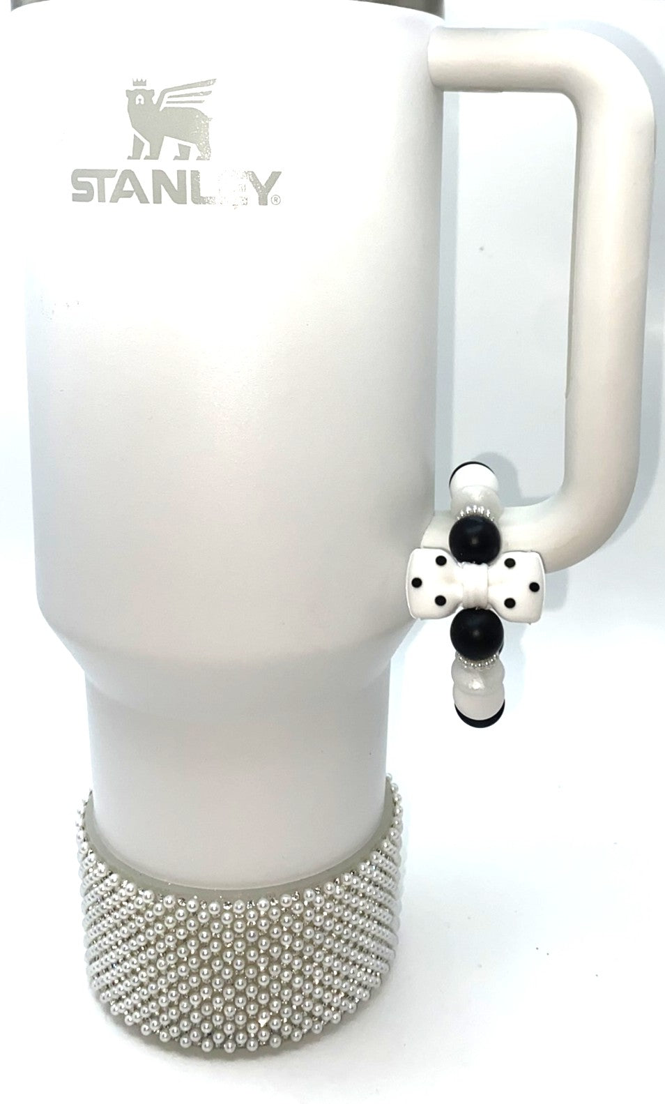 Black & White Polka Dot Bow Stanley Tumbler Cup Handle Charm