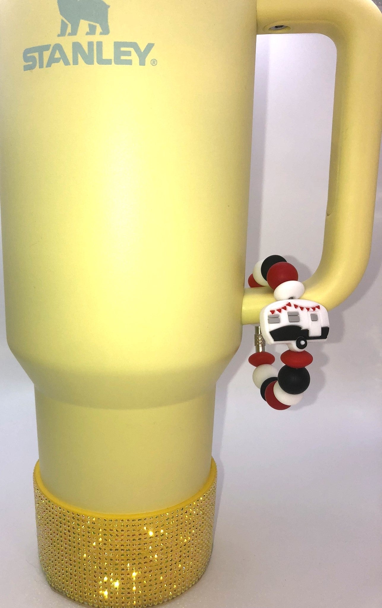 Black Camper Travel Trailer Stanley Tumbler Cup Handle Charm - Plum Branch Creations